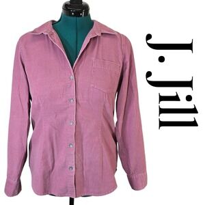 J. Jill Womens Dusty Rose Pink Cotton Corduroy Button Down Shirt Size M